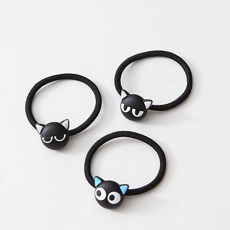 20 PCS Funny Black Cat Style Elastic Rubber Hair Band & Hairpin Clip Random Delivery