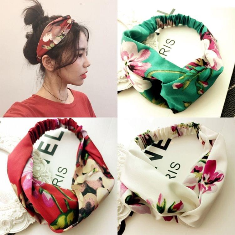 Women Summer Bohemian Hair Bands Retro Cross Bandanas Hair Accessories(Red)
