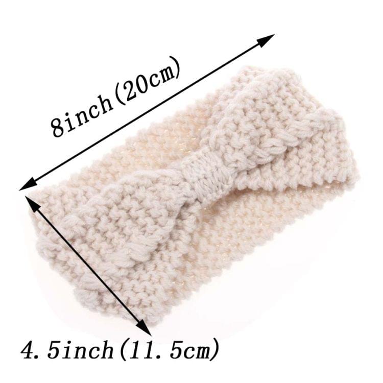 Winter Knitted Headband Turban Women Crochet Bow Wide Stretch Hairband Head Wrap(Grey)