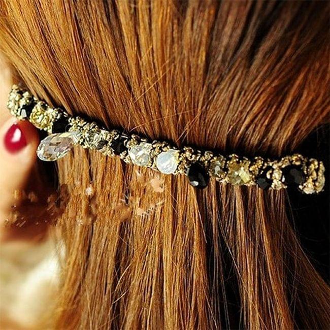 iMucci Women Rhinestone Crystal Hairpin Barrette Hair Clip(Black)