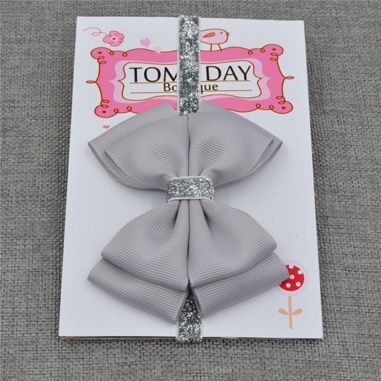 2 PCS Baby Hair Bow Fower Headband Silver Ribbon Hair Band Handmade DIY Hair Accessories, Size:One Size(5#)