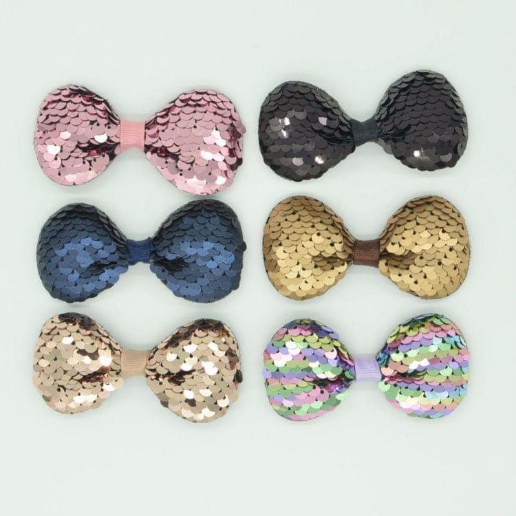 2 PCS Bow Headdress Multi-layer Sequin Cute Baby Girls Hair Accessories, Size: 8x3.5cm(Cream)