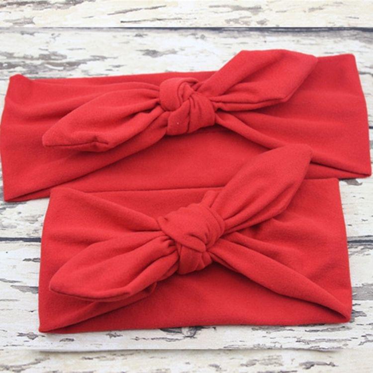 2 in 1 Mom and Baby Parent-child Creative Cute Bowknot Elastic Cotton Hair Band (Red)