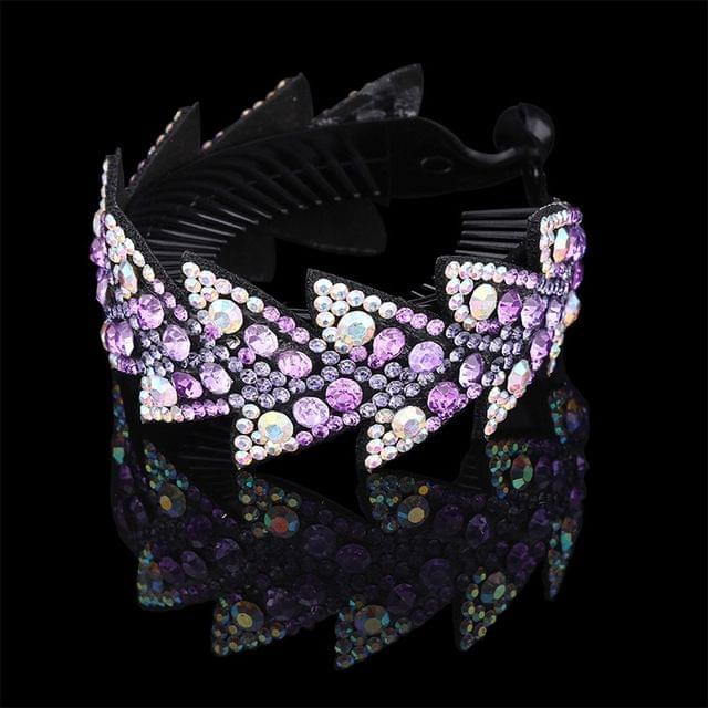 Fashion Rhinestone Flower Hair Claws Women Hair Accessories Girls Hairpin Headwear Twist Clip(Violet)