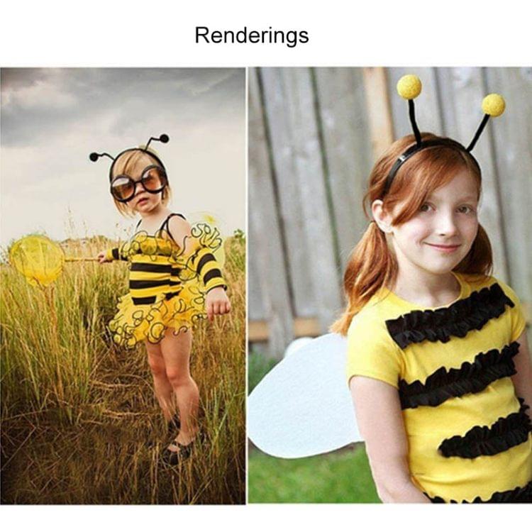 2 PCS Small Animal Headband Ant Bee Insect Antennae Hairy Ball Caterpillar Headwear(Black)