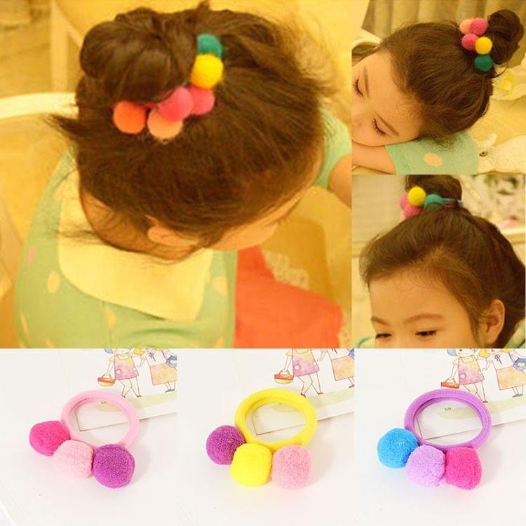 4 PCS Fashion Lovely Girls Children Delicate Colorful Elastic Hair Band Hair Rope Hair Accessories(Yellow)