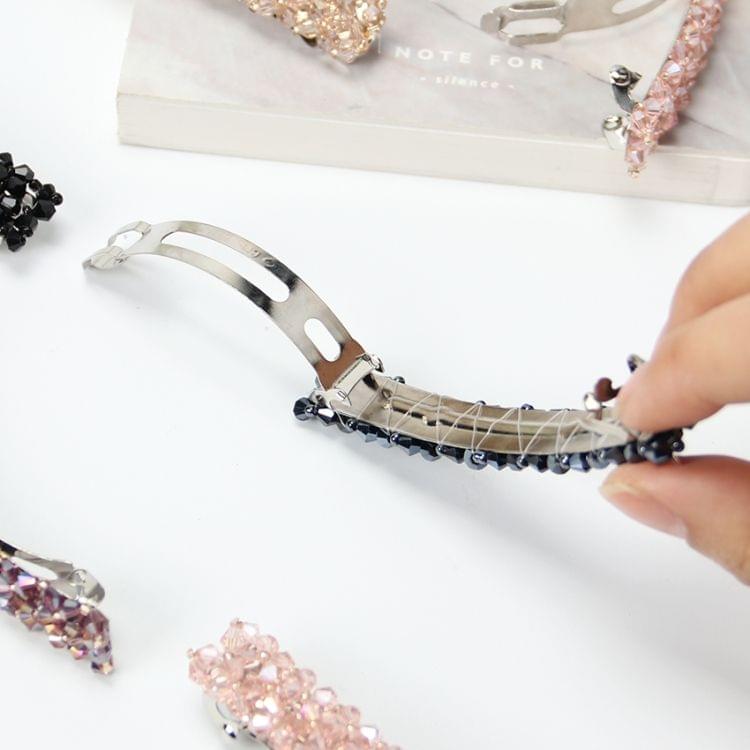 Fashion Girls Headwear Crystal Rhinestone Elastic Hair Clip Hair Accessories(Pink)