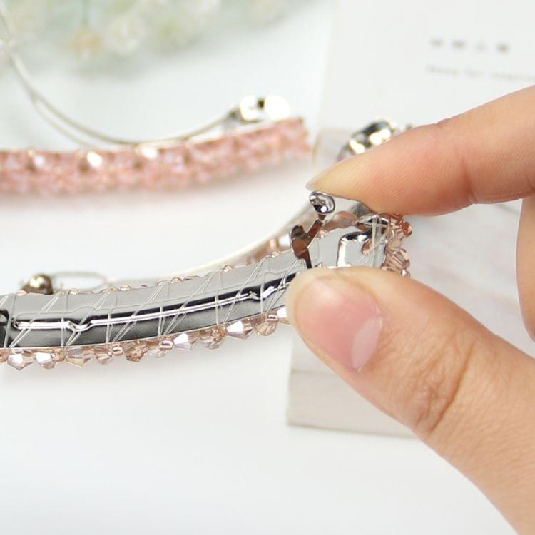 Fashion Girls Headwear Crystal Rhinestone Elastic Hair Clip Hair Accessories(Pink)