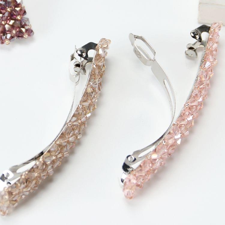 Fashion Girls Headwear Crystal Rhinestone Elastic Hair Clip Hair Accessories(Pink)