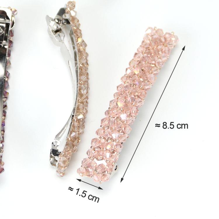 Fashion Girls Headwear Crystal Rhinestone Elastic Hair Clip Hair Accessories(Pink)
