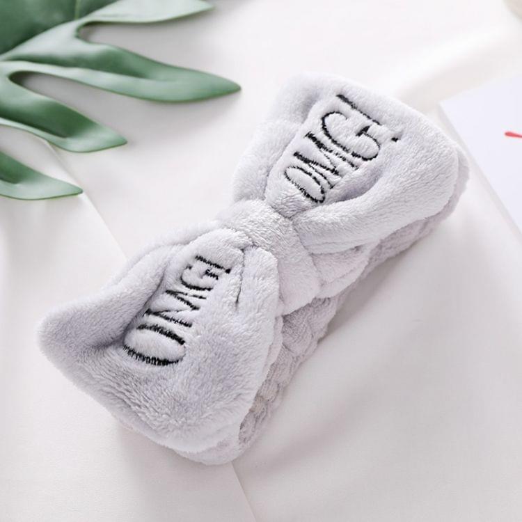 Women New Letter "OMG" Coral Fleece Soft Bow Headbands Cute Hair Holder Headwear Hair Accessories(Dark Pink)