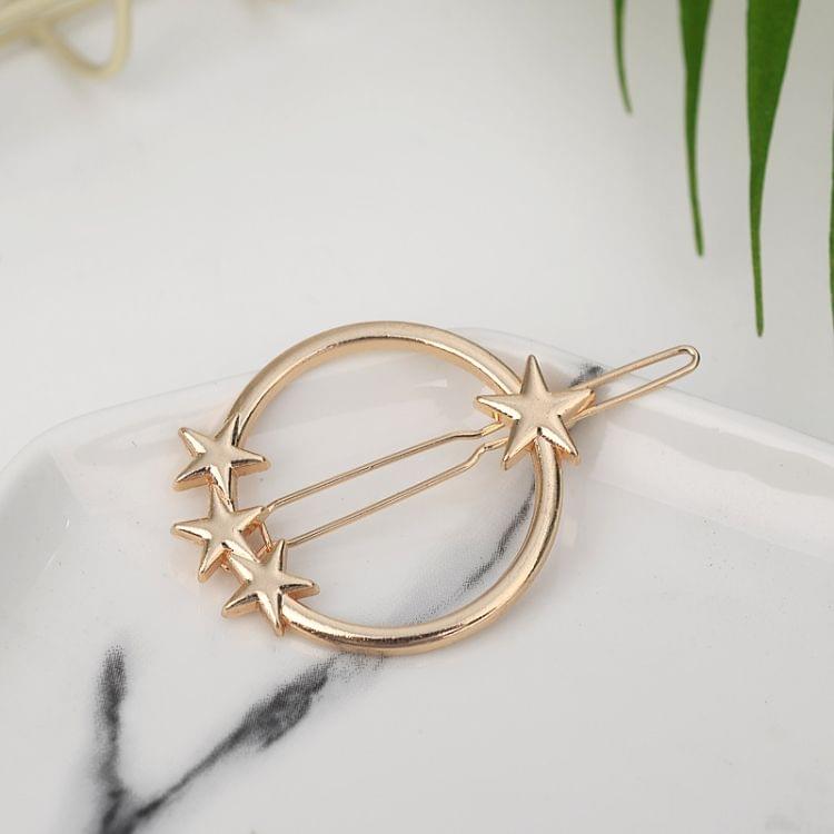2 PCS Fashion Woman Hair Accessories Triangle Hair Clip Pin Metal Geometric Alloy Hairband(Star gold)