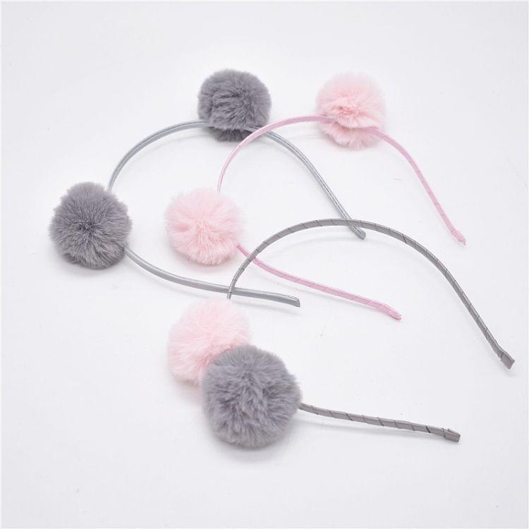 Children Hairband Rabbit Ears Plush Ball Head Hoop(3)