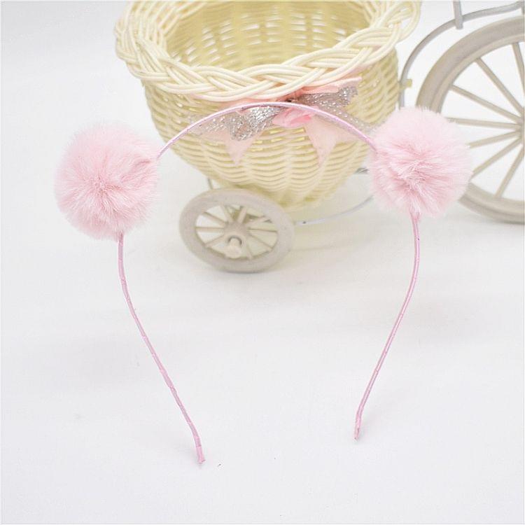 Children Hairband Rabbit Ears Plush Ball Head Hoop(3)