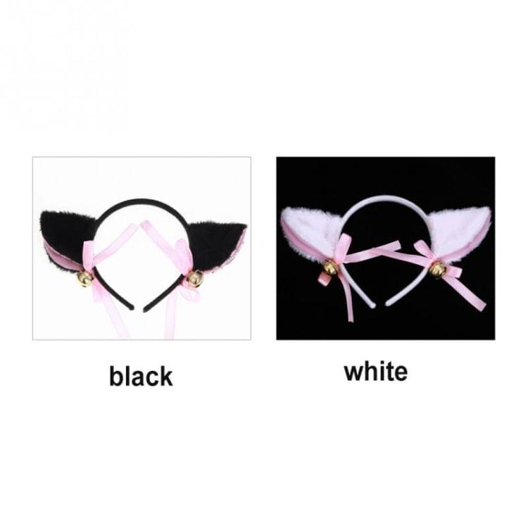 Lovely Plush Cat Ear Hairband Girls Anime Cosplay Costume Cat Ear Hairwear(Black hoop)