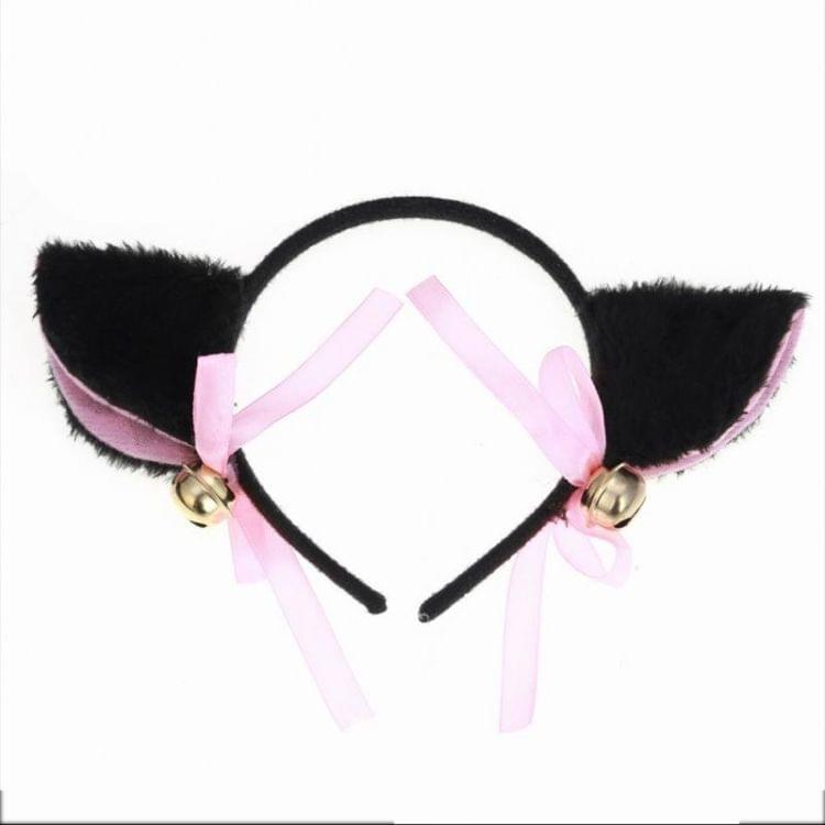 Lovely Plush Cat Ear Hairband Girls Anime Cosplay Costume Cat Ear Hairwear(Black hoop)