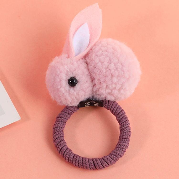 Animals Hair Bands Felt Three-Dimensional Plush Rabbit Ears Headband Children Girls Hair Accessories,Size:6.5x5.5cm(Pink)