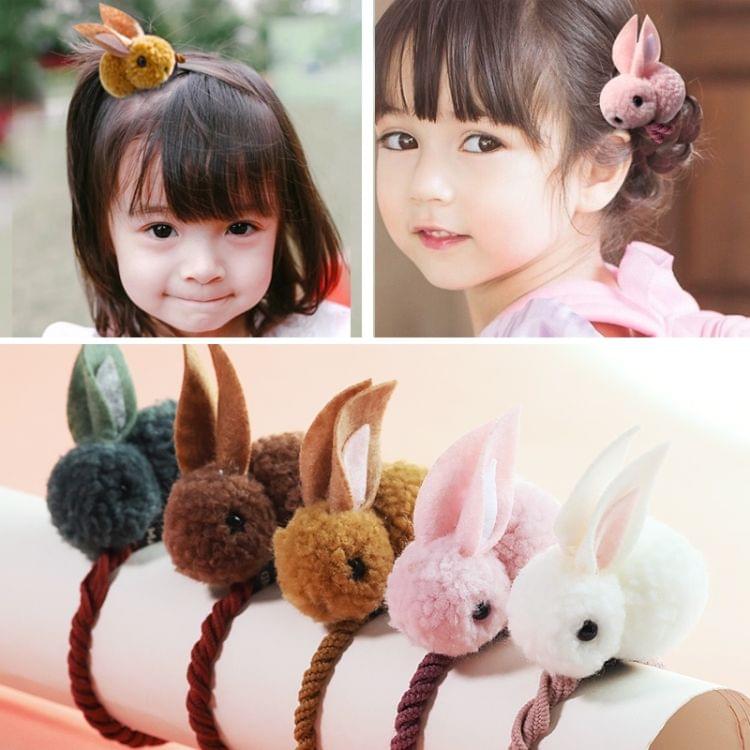 Animals Hair Bands Felt Three-Dimensional Plush Rabbit Ears Headband Children Girls Hair Accessories,Size:6.5x5.5cm(Pink)