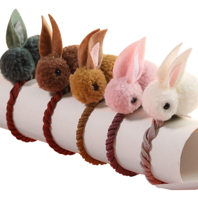 Animals Hair Bands Felt Three-Dimensional Plush Rabbit Ears Headband Children Girls Hair Accessories,Size:6.5x5.5cm(Pink)