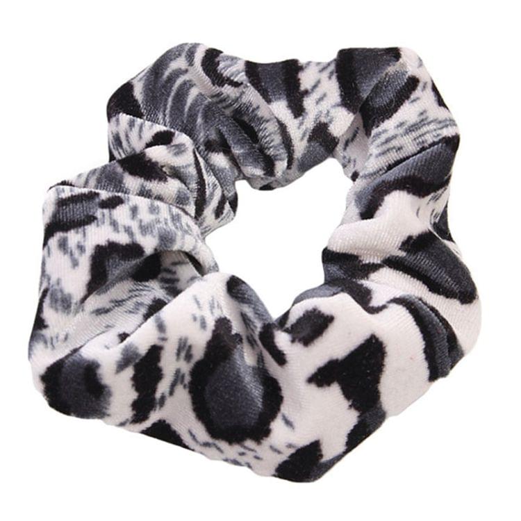 2 PCS Velvet Leopard Hair Ring Gold Velvet Headband Flannel Hair Band Hairball Hair Pocket Flower( Black and White dots)