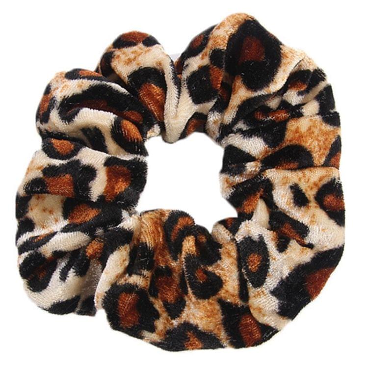 2 PCS Velvet Leopard Hair Ring Gold Velvet Headband Flannel Hair Band Hairball Hair Pocket Flower( Black and White dots)