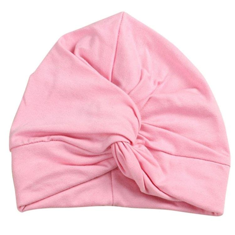 Baby Hat Cotton Soft Turban Knot Summer Bohemian Kids Girls Newborn Cap(Gray)