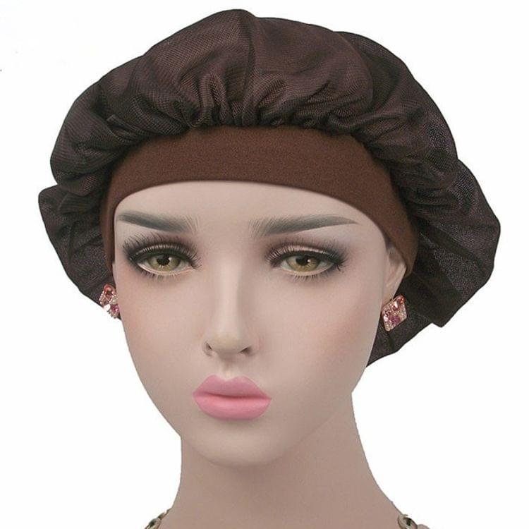 Coconut Nightcap Air Conditioning Cap Long Hair Cap Wide Band Satin Bonnet (Coffee)