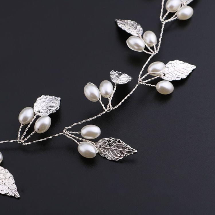 Luxury Gold and Silver Headbands Hair Jewelry Pearl Crystal Leaf  Bride Tiaras Headpiece Wedding Bridal Hair Accessories Gift(silvery)