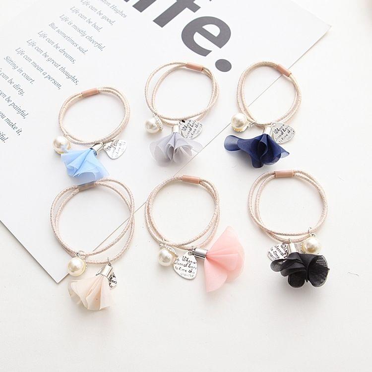 10 PCS Silk Flower Style Elastic Rubber Hair Band Ring Random Color Delivery