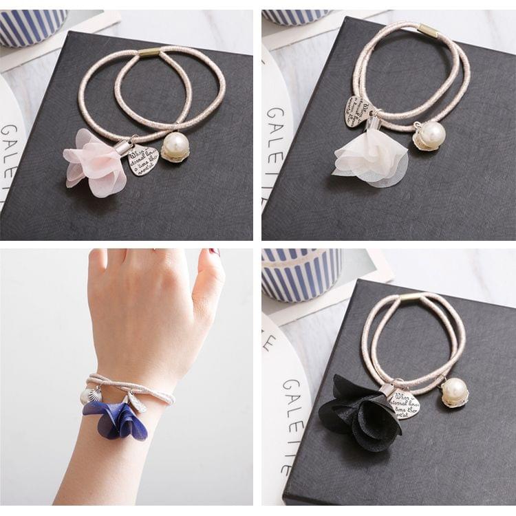 10 PCS Silk Flower Style Elastic Rubber Hair Band Ring Random Color Delivery