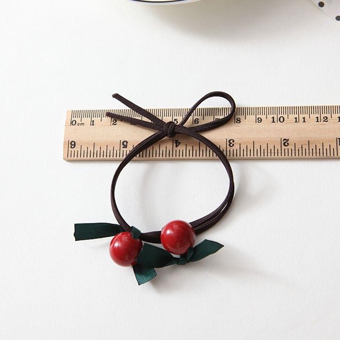 10 PCS Red Cherry Style Elastic Rubber Hair Band Ring Random Delivery