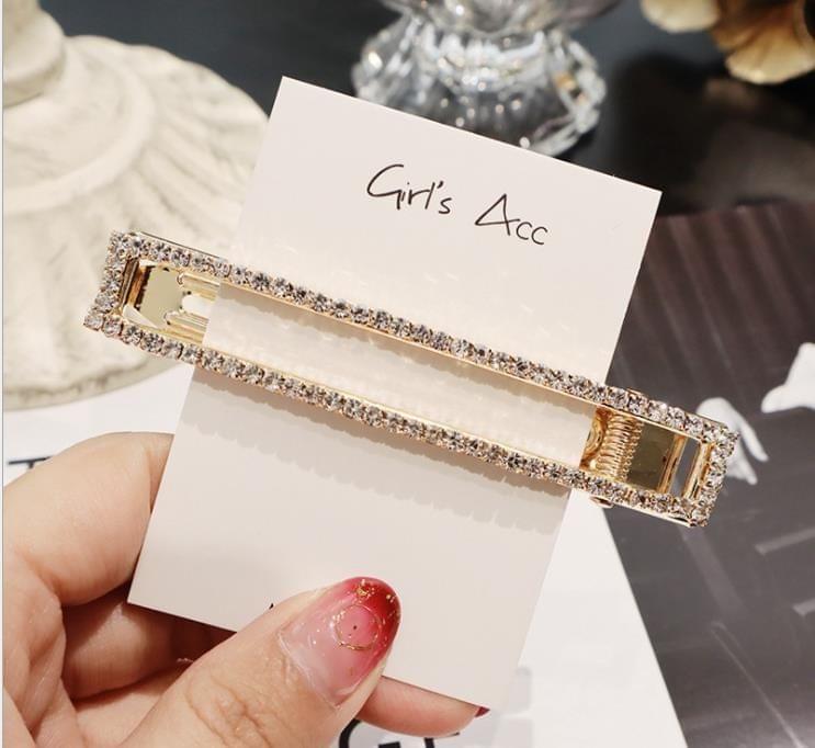 Fashion Flash Luxury Diamond Crystal Pearl Elegant Women Barrettes Hair Accessories(Small hollow silver)