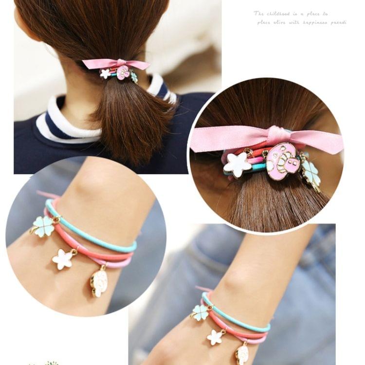 10 PCS Cute Pendants Style Elastic Rubber Hair Band Ring Random Color Delivery