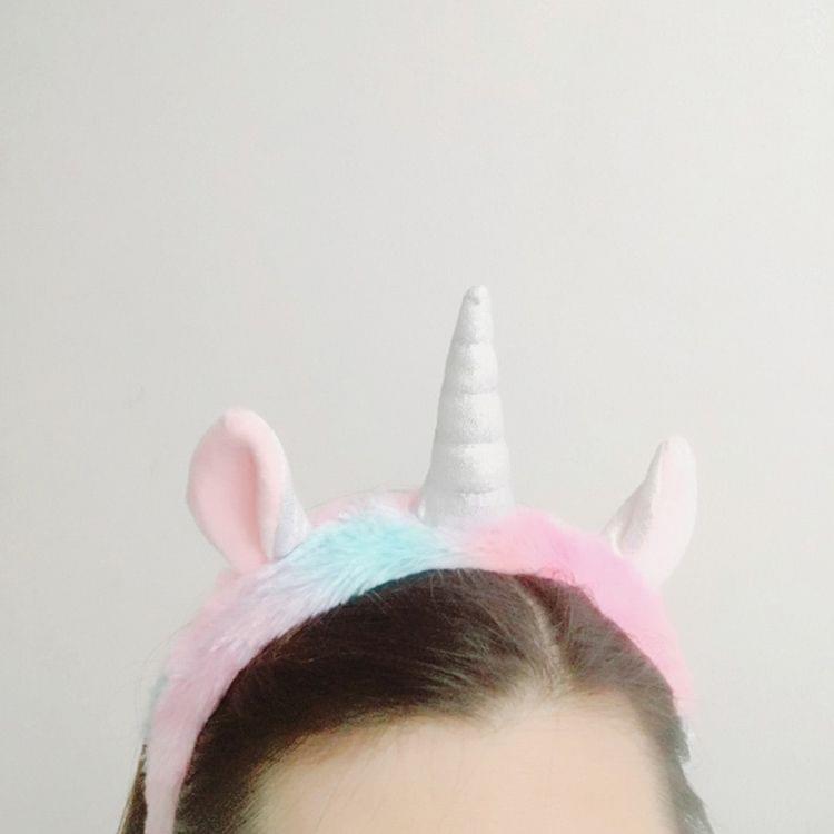 2 PCS Stuffed Plush Toy Soft Unicorn Mask Eyeshade /Hair Hoop