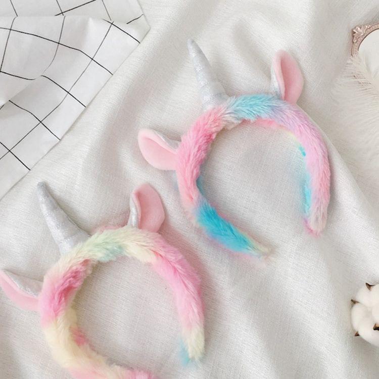 2 PCS Stuffed Plush Toy Soft Unicorn Mask Eyeshade /Hair Hoop