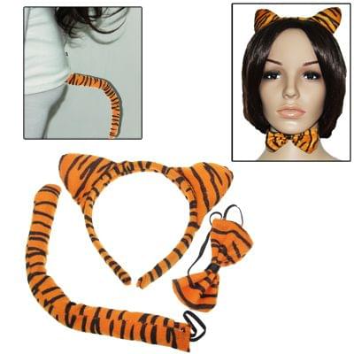 Animal Ears Headband Hair Pin Tiger Ear Bow Tie Piece Set