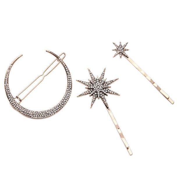 Star Moon Rhinestone Hair Clip Fashion Hair Accessories(Big star)