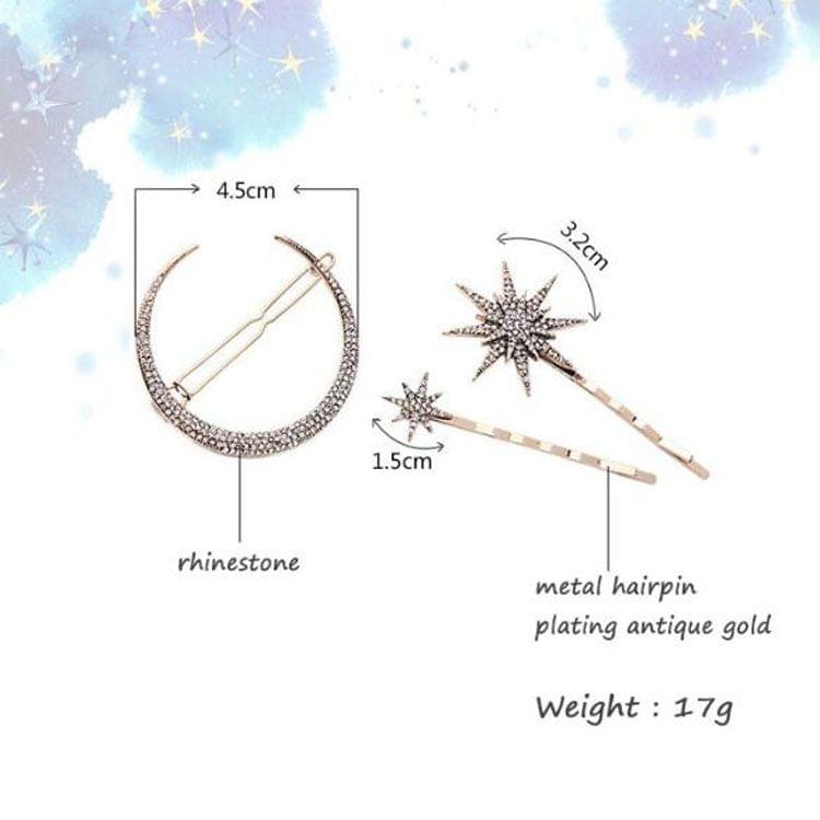 Star Moon Rhinestone Hair Clip Fashion Hair Accessories(Big star)