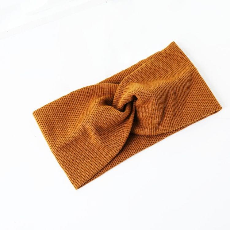 Women Widened Hair Bands Spiral Double Cloth Knit Solid Color Headwear Fashion Headbands Hair Accessories(Caramel)