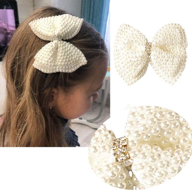 Pearl Bow Hair Clip Children Hair Clip Headwear Hair Accessories(2)