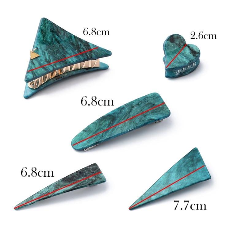 3 PCS Vintage Emerald Series Geometrical Triangle Hairpins Grasp Clip Hair Accessories(Curved triangle)