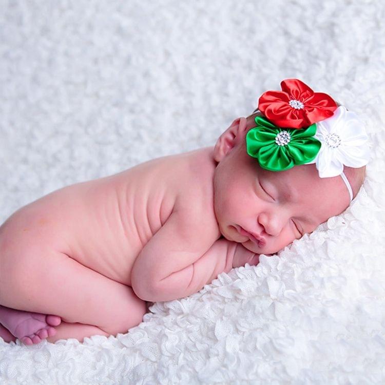 3 PCS Christmas Decoration Baby Child Chiffon Flower Headband, Western Children Holiday Dress Ornament, Random Style Delivery