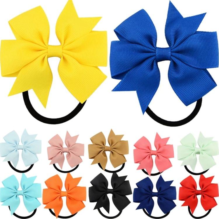 5 PCS Colorful Ribbon Elastic Bows Baby Hair rope Girl Hair Ties Kids Bands Hair Accessories(18)