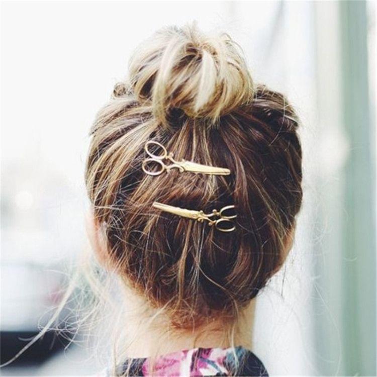 2 PCS simple hair ornaments personalized hair clips ornaments retro word folder headdress(Silver)
