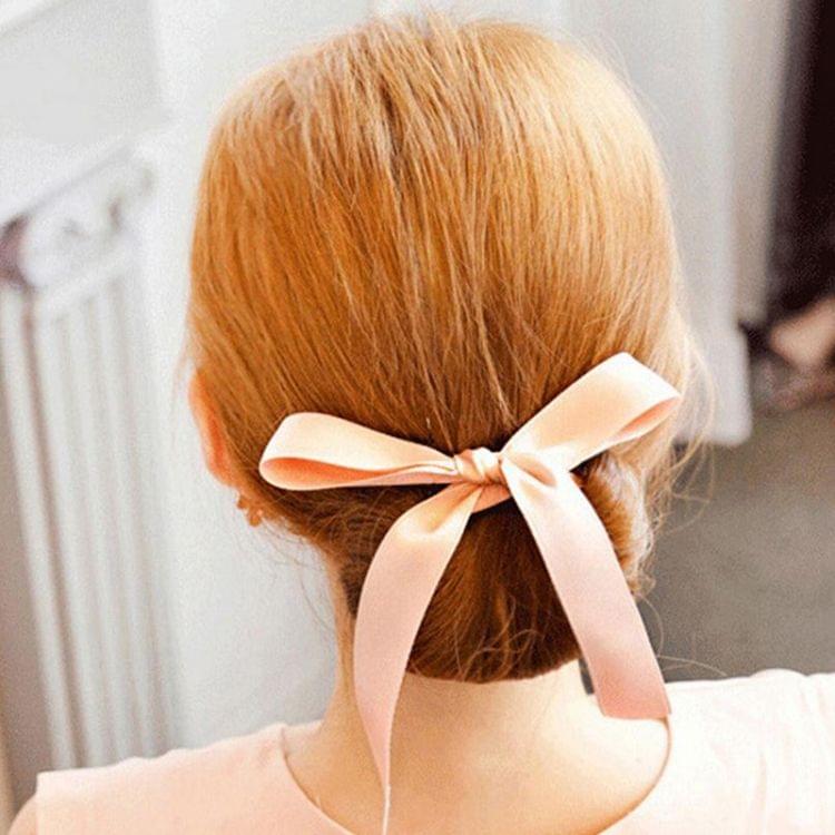 2 PCS Hair Curls Bun Head Band Hair Maker Silk Ribbon Bowknot Hairband Small Size(Black)