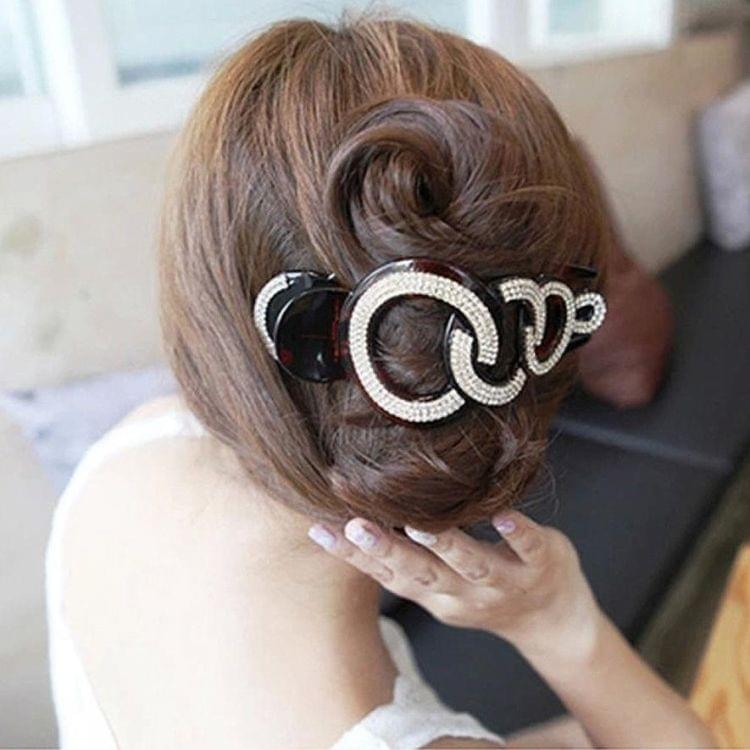 Rhinestone Hair Clip Hair Crabs Clamp Accessories Large Styling Tools Hair Accessories Women Hairpin(Brown)