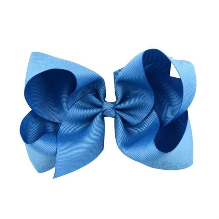 5 PCS 6 Inch Colorful Kids Girls Big Solid Ribbon Hair Bow Clips(36)