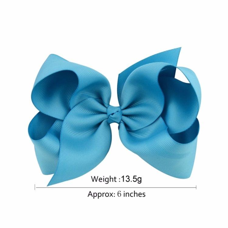 5 PCS 6 Inch Colorful Kids Girls Big Solid Ribbon Hair Bow Clips(36)