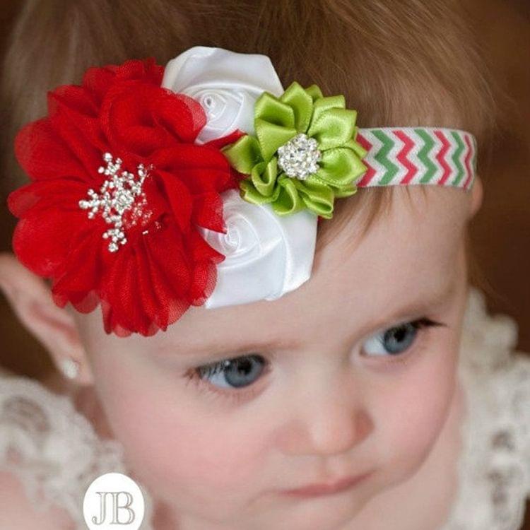 3 PCS Christmas Decoration Baby Child Chiffon Flower Headband, Western Children Holiday Dress Accessory, Random Style Delivery