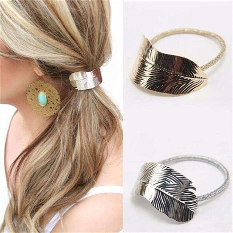 2 PCS Fashion Sexy Women Leaf Hair Band Rope Headband(Sliver)